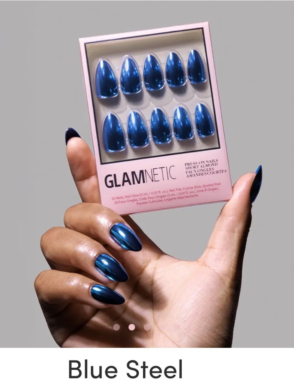 Glamnetic Blue Steel Metallic Press-On Nails - Almond Set